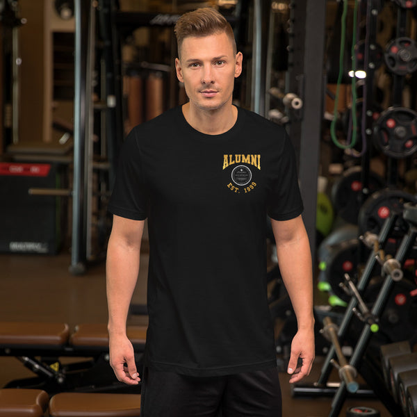 Alumni Seal Est. Front Pocket Metallic Unisex T-Shirt