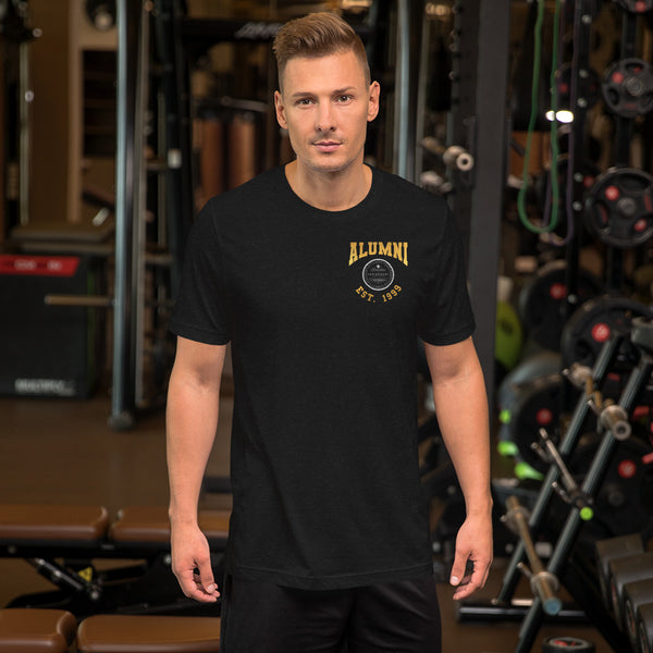 Alumni Seal Est. Front Pocket Metallic Unisex T-Shirt